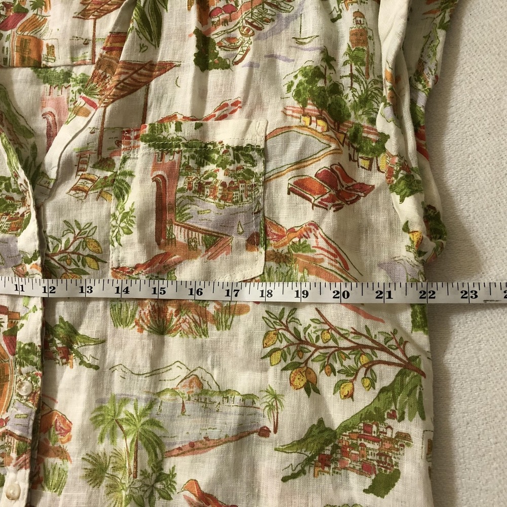 Cynthia Rowley Shirt Womens Large Multicolor 100% Linen Tropical Button Up Print - Picture 8 of 9